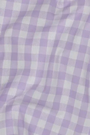 Yarn dyed poplin ruit 10mm lila Koopje