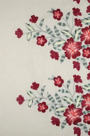 Beperkt Aanbod Linnen viscose broderierand bloemen