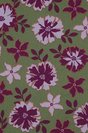 Veilige Betaling Linnen viscose grote bloemen groen