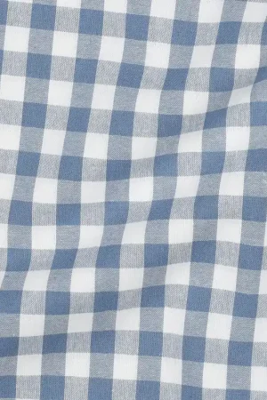 Yarn dyed poplin ruit 10mm blauw Bestseller