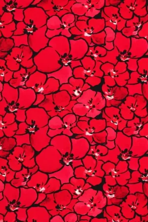Viscose jersey digitaal bloemen rood Favoriet