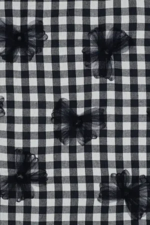 Yarn dyed katoen checks tule bloemen Actieprijs