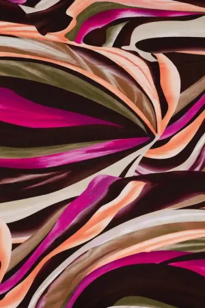 Viscose jersey digitaal bladeren koraal\\/roze Hoge Kwaliteit