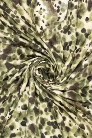 Viscose jacquard dierenprint groen Beperkte Voorraad