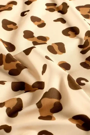 Laatste Kans Swimwear lycra recycled jersey UPF50panterprint beige