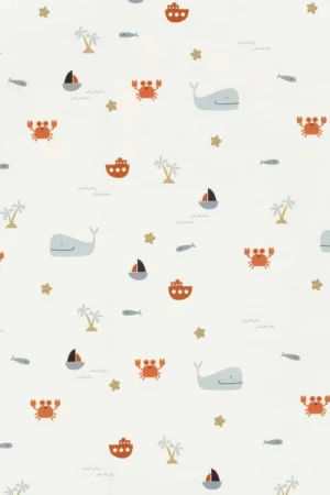 Swimwear lycra recycled jersey UPF50 zeedieren offwhite Betrouwbaar