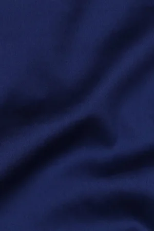 Weekendaanbieding Katoen satijn uni middernacht blauw