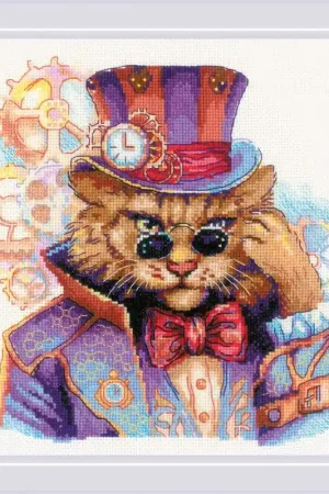 Flitsaanbieding Borduurpakket Steampunk Cat - RIOLIS