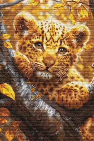 Borduurpakket Leopard Cub at Sunrise  - Luca-S Betrouwbaar