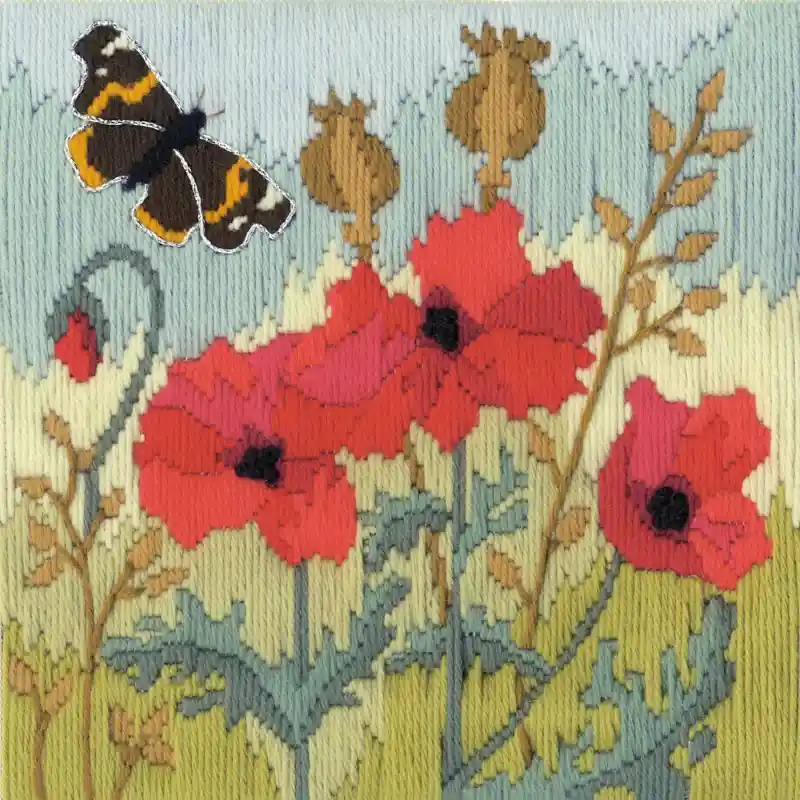 Platsteek pakket Rose Swalwell - Red Poppies - Bothy Threads Bestel Nu
