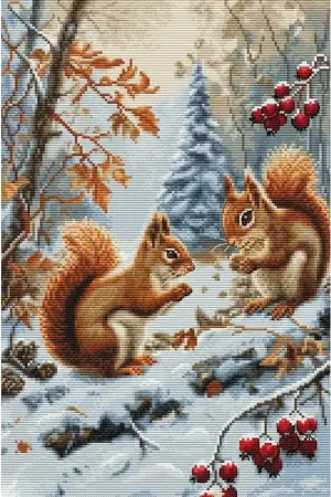 Borduurpakket Joy of The Squirrels - Luca-S Bestseller