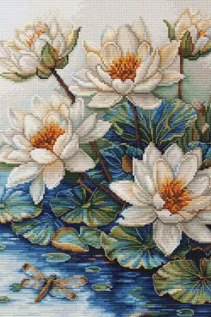 Actieprijs Borduurpakket Lake With Water Lilies - Luca-S