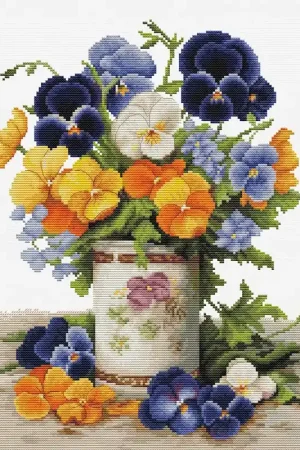 Borduurpakket Pansies Bouquet - Luca-S Superprijs