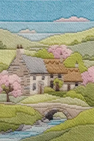 Platsteek pakket Long Stitch Seasons - Spring Cottage- Derwentwater Designs Hoge Kwaliteit