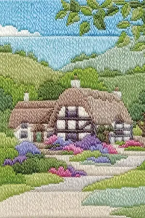 Platsteek pakket Long Stitch Seasons - Summer Cottage- Derwentwater Designs Flitsaanbieding