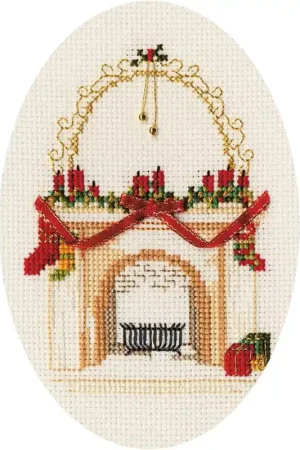 Premium Borduurpakket Christmas Card - Fireplace- Bothy Threads