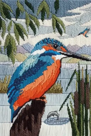 Alleen Vandaag Borduurpakket Long Stitch - Kingfisher In Silks - Derwentwater Designs