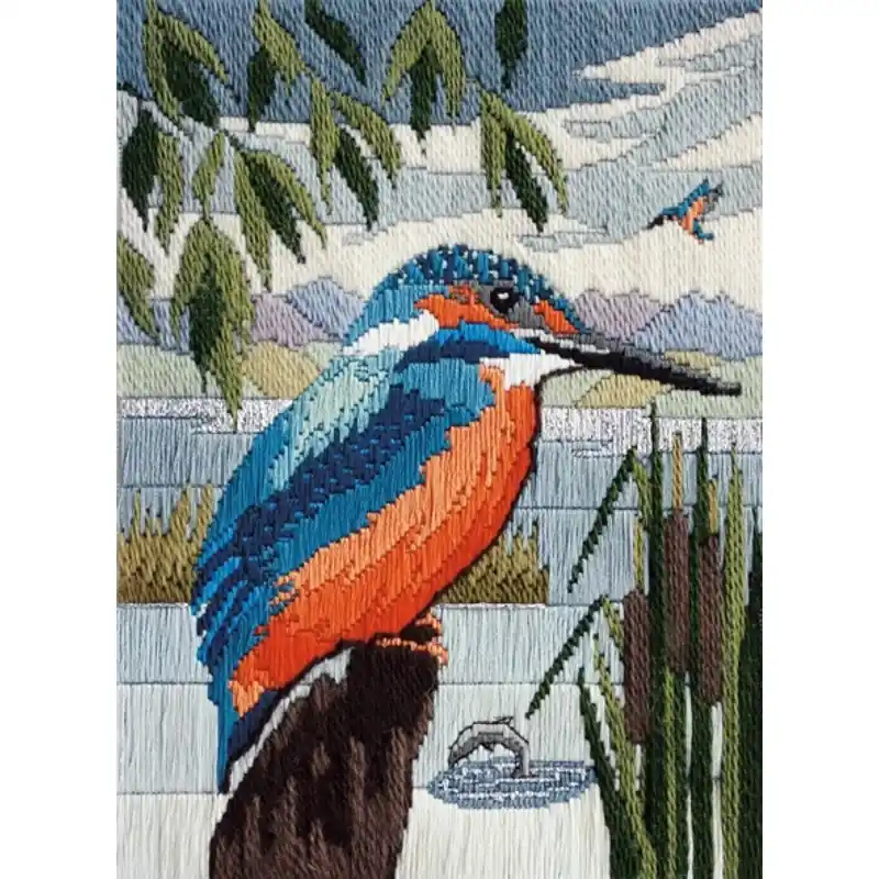 Alleen Vandaag Borduurpakket Long Stitch - Kingfisher In Silks - Derwentwater Designs