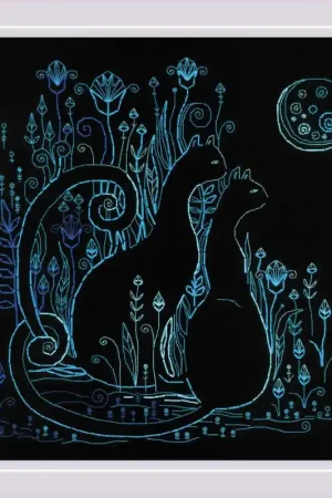 Borduurpakket Cats - Moonlight - RIOLIS Actieprijs