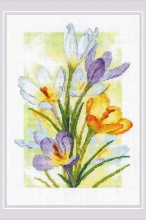 Borduurpakket Spring Glow - Crocuses - RIOLIS Flitsaanbieding