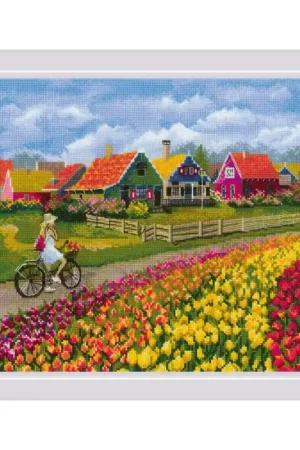Borduurpakket Tulip Field - RIOLIS Gereduceerde Prijs