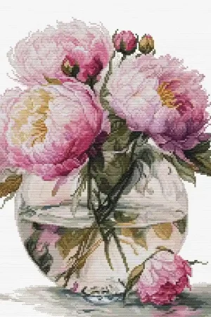 Borduurpakket Bouquet of Peonies - Luca-S Lage Kosten