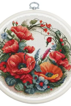Borduurpakket Composition With Poppies - Luca-S Exclusieve Aanbieding