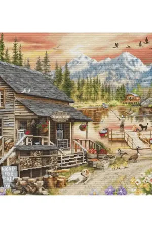 Borduurpakket Log Cabin General Store - Luca-s Uitverkoop