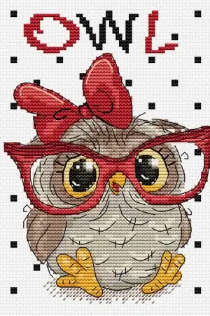 Aanbieding Borduurpakket The Owl with Glasses - Luca-S