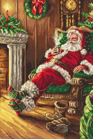 Beperkt Aanbod Borduurpakket Santa's Rest by the Chimney - Leti Stitch