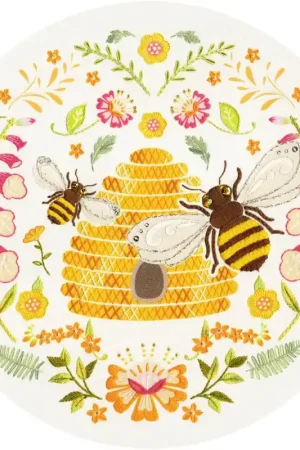 Vrij borduren pakket Kathy Pilcher - Folk Bees - Bothy Threads Alleen Vandaag