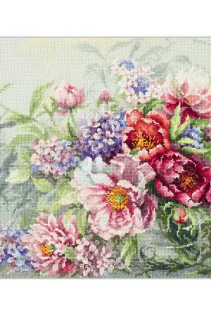 Premium Borduurpakket Peonies and Hydrangeas - Magic Needle