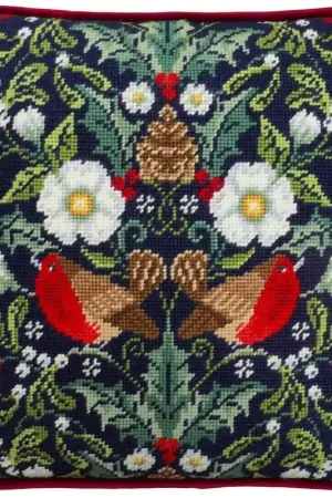Petit Point borduurpakket Karen Tye Bentley - Winter Robins Tapestry - Bothy Threads Bestel Nu