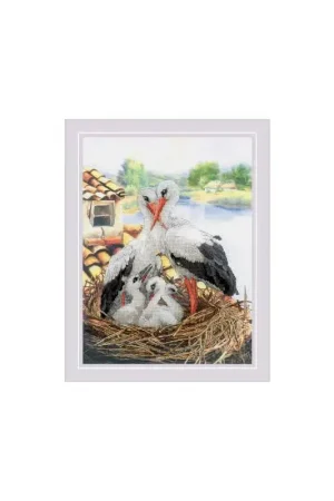 Beste Prijs Borduurpakket Stork Family - RIOLIS