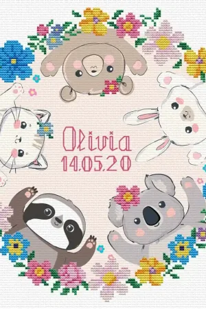 Aanbieding Voorbedrukt borduurpakket Sweet Baby Birth Sampler - Needleart World