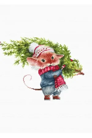 Borduurpakket Mouse with fir tree - Luca-S Rechtstreeks Van De Fabrikant