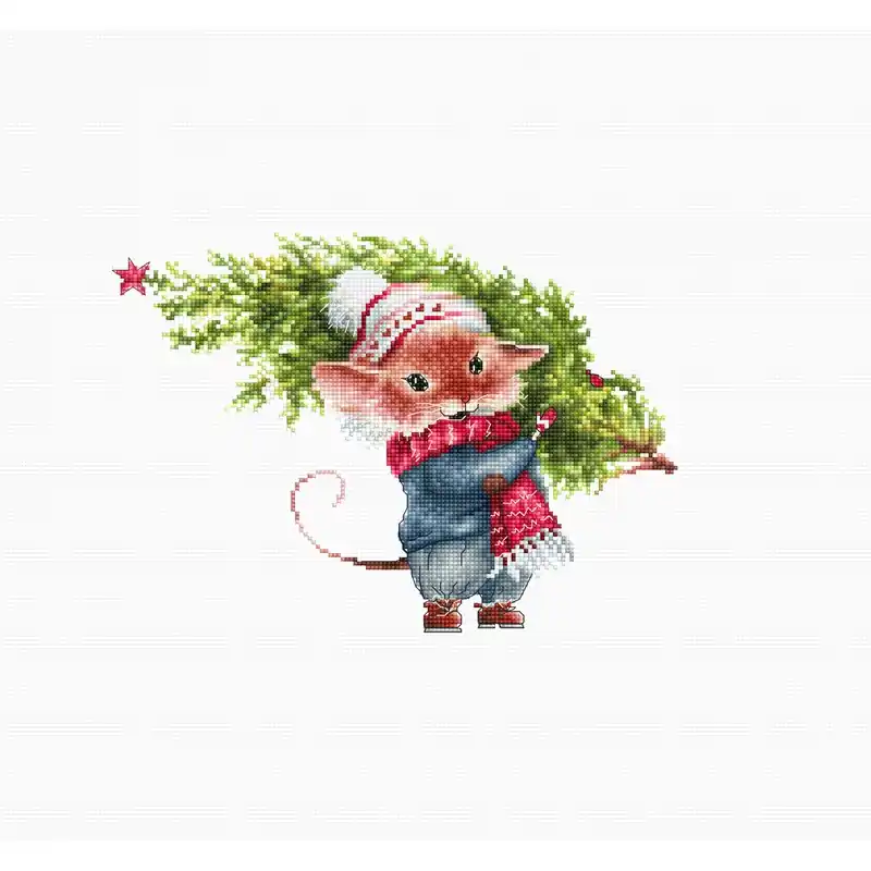 Borduurpakket Mouse with fir tree - Luca-S Rechtstreeks Van De Fabrikant