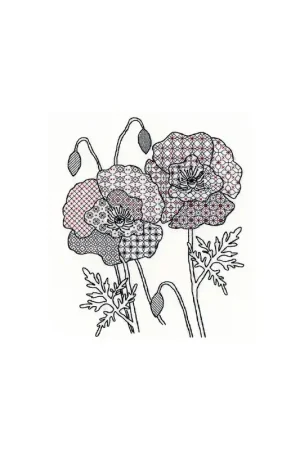 Rechtstreeks Van De Fabrikant Borduurpakket Blackwork - Poppy - Bothy Threads