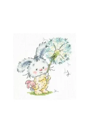 Borduurpakket Bunny and dandelion - Magic Needle Must-Have