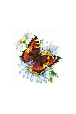 Borduurpakket Butterfly and daisies - Magic Needle Seizoensaanbieding