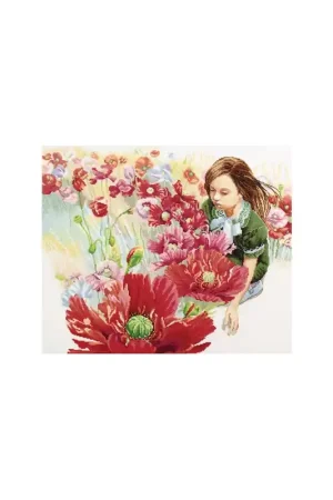 Borduurpakket Blooming Poppy Field - RTO Gecertificeerd