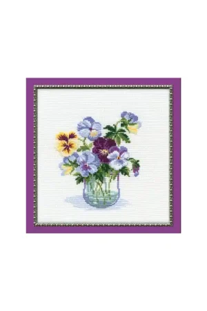 Direct Beschikbaar Borduurpakket Bunch of Pansies - RIOLIS