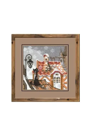 Finale Uitverkoop Borduurpakket The City and Cats - Winter - RIOLIS