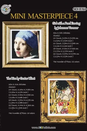 Borduurpatroon Mini Masterpiece 4 - Vermeer en Klimt - Soda Stitch Koop Online