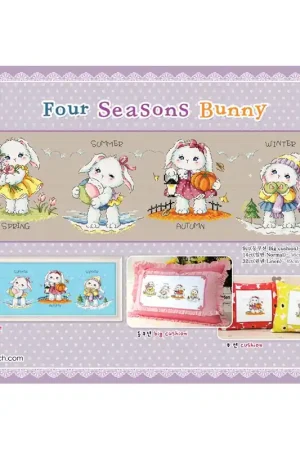 Lage Prijs Borduurpatroon Four Seasons Bunny - Soda Stitch