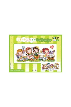 Nu Kopen Borduurpatroon A Village filled with Happy - Soda Stitch