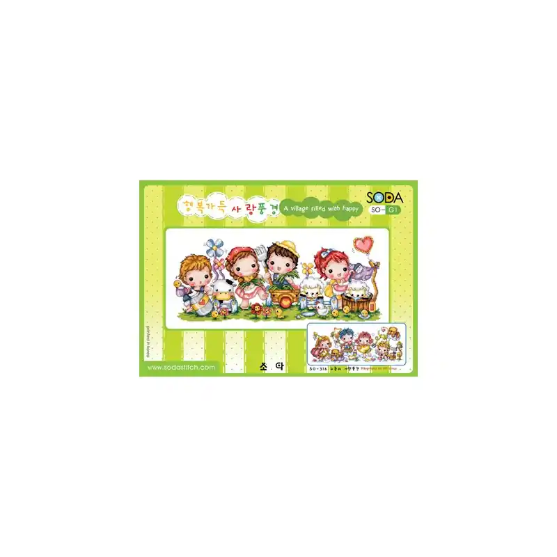 Nu Kopen Borduurpatroon A Village filled with Happy - Soda Stitch