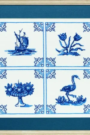 Pako Klassieke Delftsblauw tegeltjes borduren (pakket) 238.612 Veilige Betaling