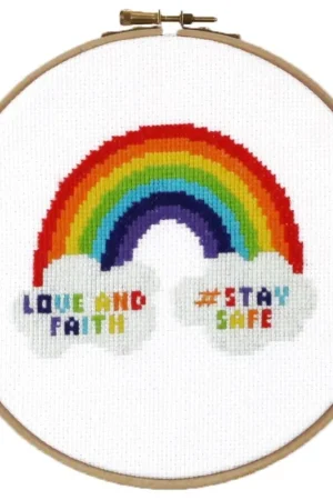 Regenboog Stay Safe borduren (pakket) ** Koopje