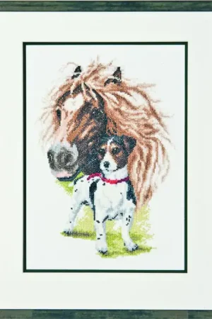 Exclusieve Aanbieding Pako Paard met Jack Russel borduren (pakket)